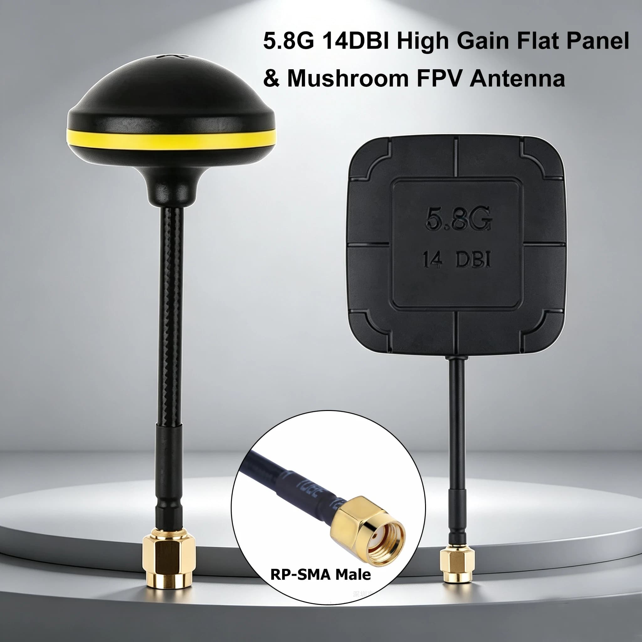 FPV Receiver Spare Parts 5.8G 14DBI High Gain Flat Panel &Mushroom FPV Antenna RP-SMA for EV800D Goggle FPV Drone RC Quadcopter