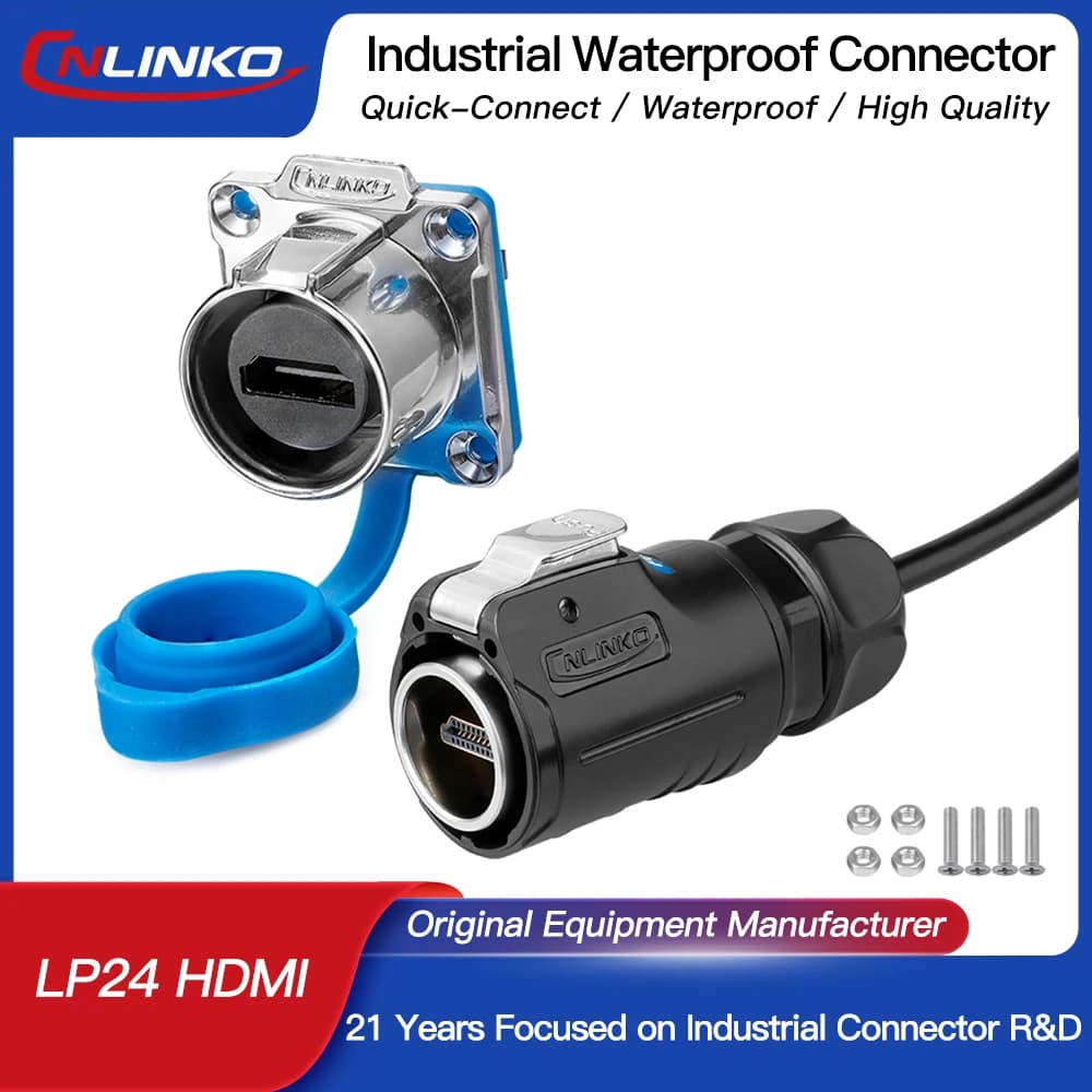 CNLINKO M24 Connettore Dati HDMI2.0 Impermeabile Compatibile con HDMI 4K 3840*2160 HD Trasmissione Veloce per Monitor Audio Video HDTV