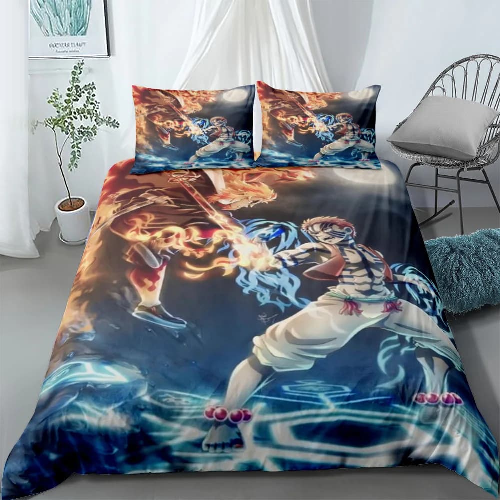 Set copripiumino Kyojuro X Akaza senza lenzuolo Set biancheria da letto King Queen Twin Full Twin Single Size