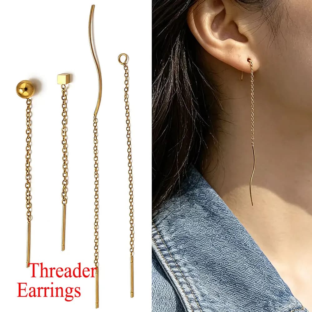 10 pz Orecchini Pendenti a Filo in Acciaio Inossidabile con Sfera e Catena a Nappa da 8/13 cm per Creazione Gioielli Fai da Te e Artigianato Donna
