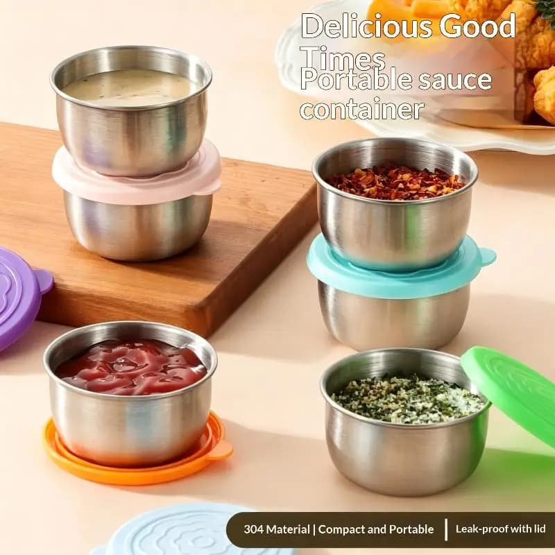 Stainless Steel Food Containers With Leakproof Lids - Dishwasher Safe Salad Dressing Cups For Meal Prep Bento & Picnic