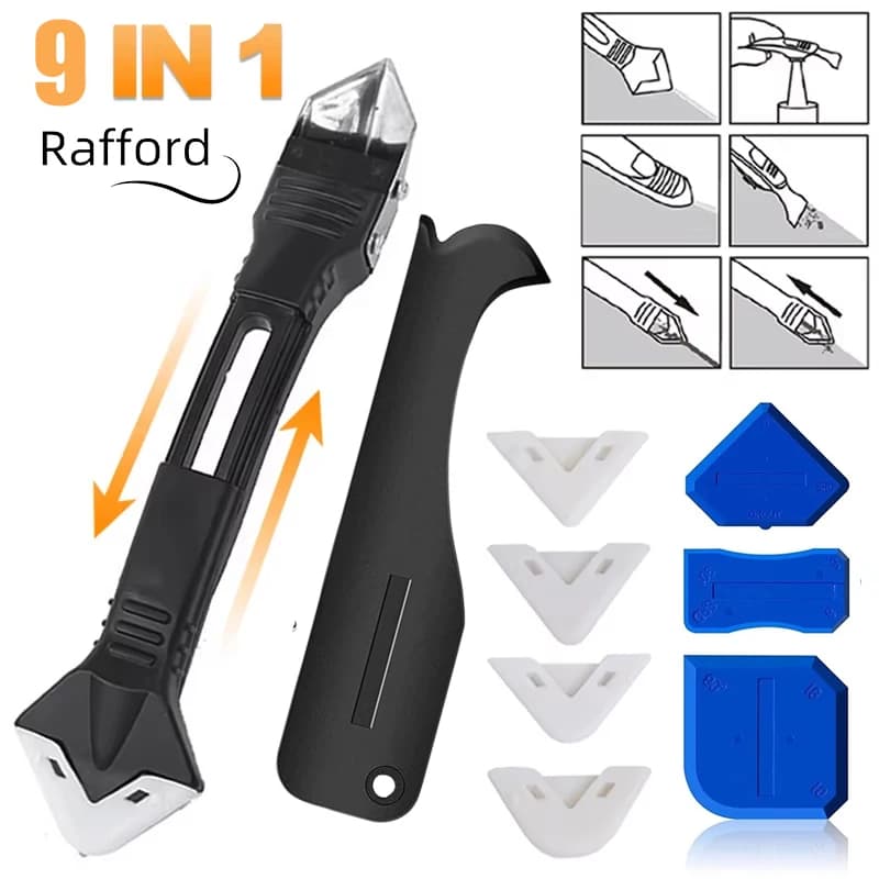 9 in 1 9 pieces Silicone Remover Sealing Smooth scraper Mastic finish Kit Tools Set of manual tools for removing floor moulds