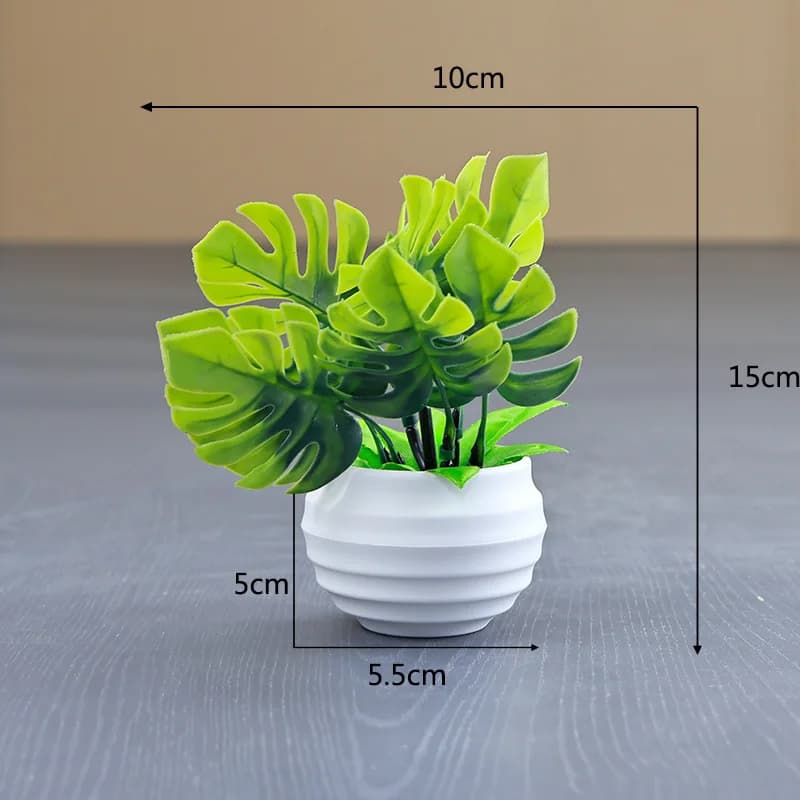 Decorative Vases for plants mini turtle leaves Artificial green plant with white flower pot for wedding home decoration