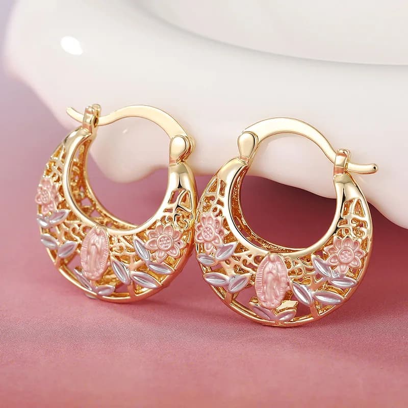 1Pair Fashion Bohemian Resort Style Exquisite Rose Hollow Design Earrings For Women Gift Spring/Summer Daily Wear
