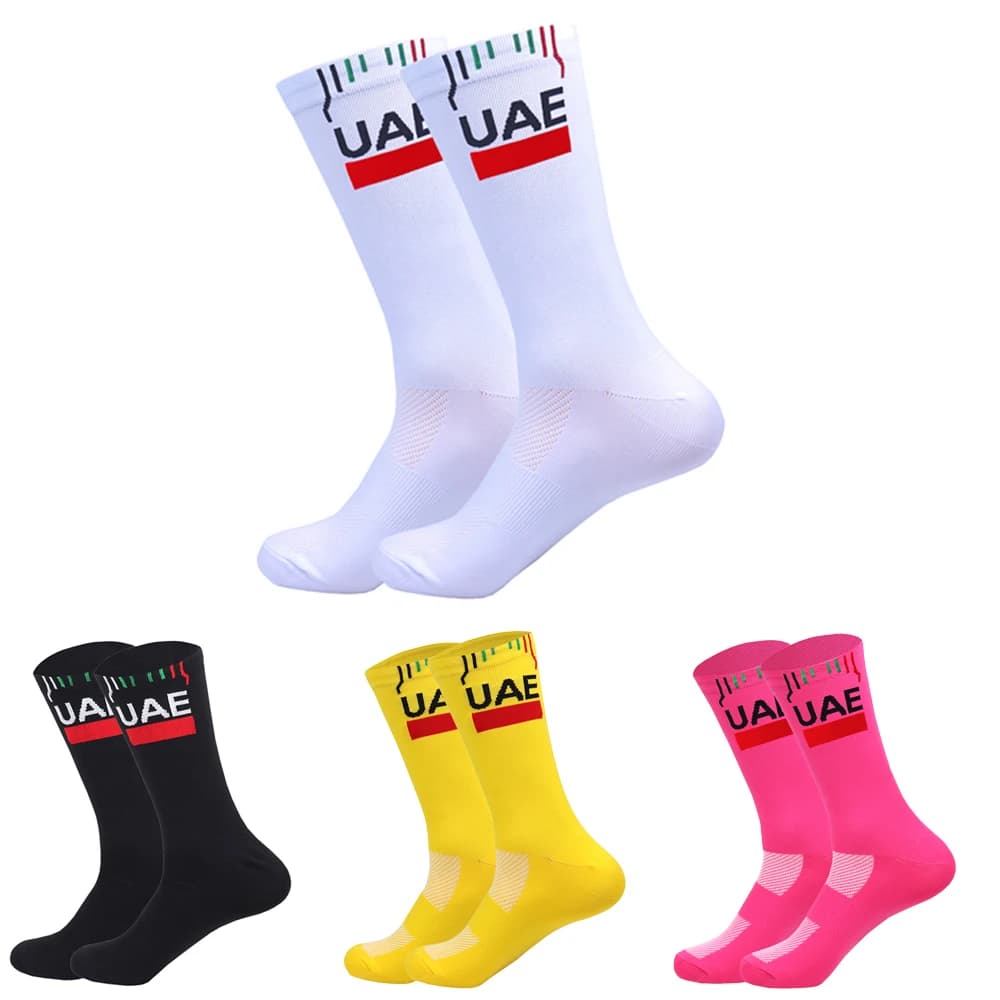 NEW cycling socks 2026 men women team UAE outdoor football racing bike socks breathable fast drying