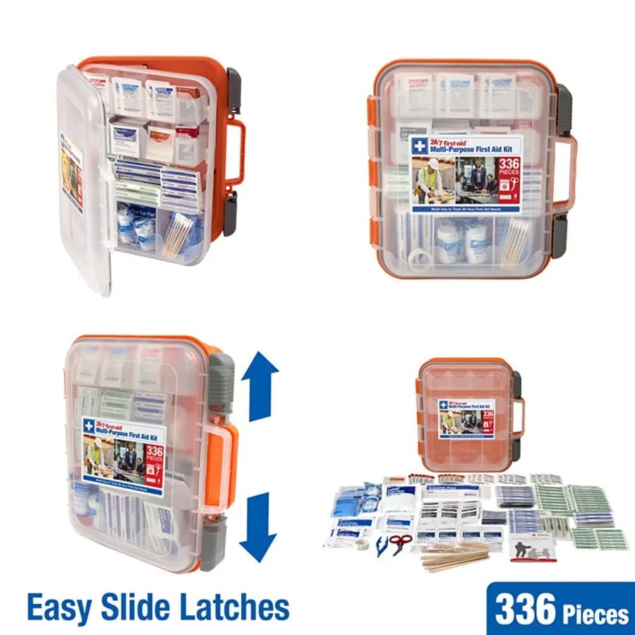 Kit di pronto soccorso conforme OSHA 24/7, kit di pronto soccorso multiuso per 100 persone, per aziende, casa e auto, in plastica.
