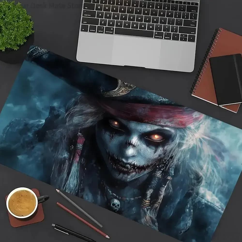 1PC Zombie Pirate Print Large Lock Edge Non-Slip Rubber Desk Mat for Gaming Office