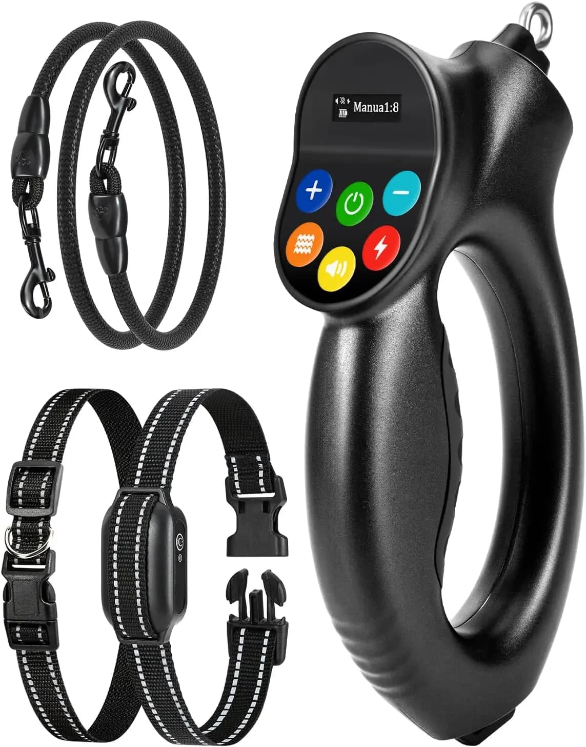 Set Collare e Guinzaglio di Lusso per Cani con Tecnologia Avanzata di Sensori Intelligenti, Sicuro ed Efficace, Antiabbaio, alla Moda, in Plastica