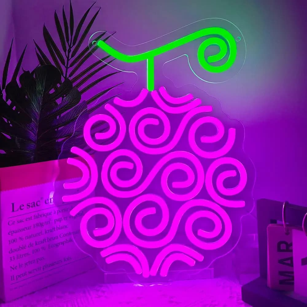 Insegna LED Purple Devil Fruit, Luce al Neon Anime One Piece, Decorazione da Parete USB per Casa, Feste, Sala Giochi, Camera da Letto, Bar, Man Cave, Regalo