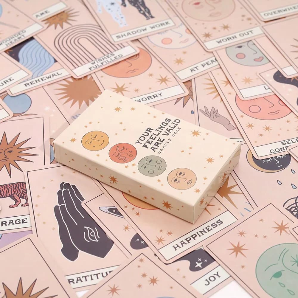 Set di 48 Carte Oracolo delle Emozioni con Guida, Istruzioni e Significati, Carte Divinatorie per Feste, Tempo Libero e Regali Festivi