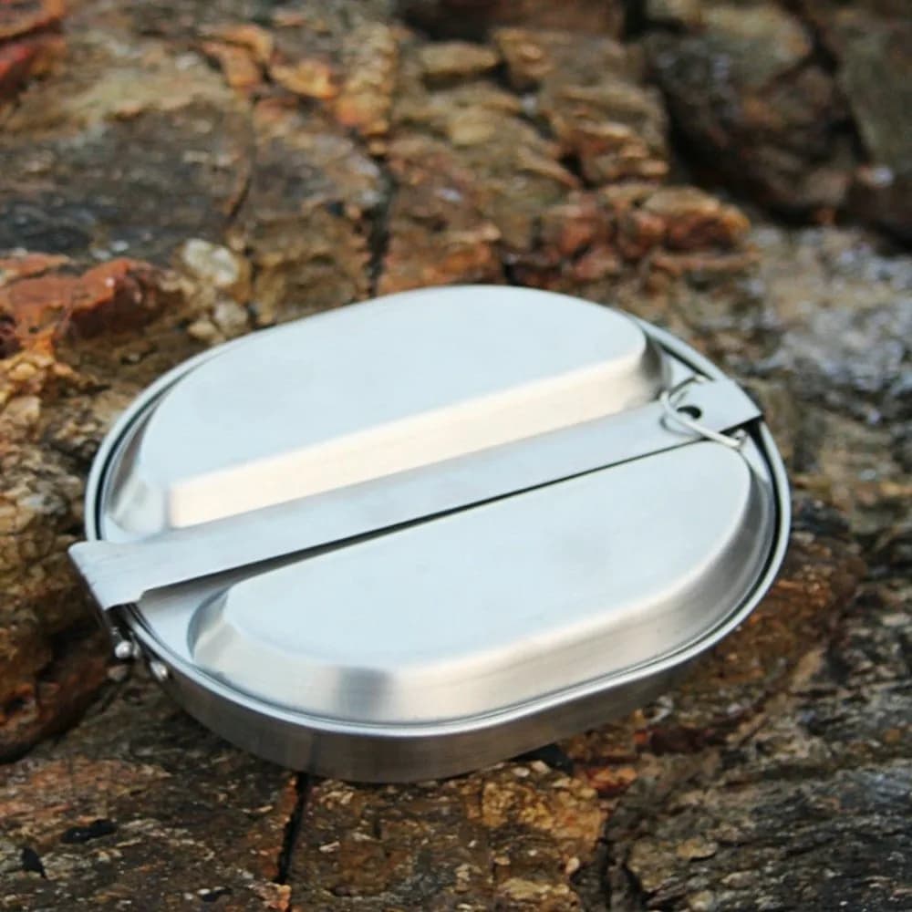 Contenitore per Pranzo in Acciaio Inox con Manico Pieghevole, Portatile, Multi-Scomparto, Antiperdita