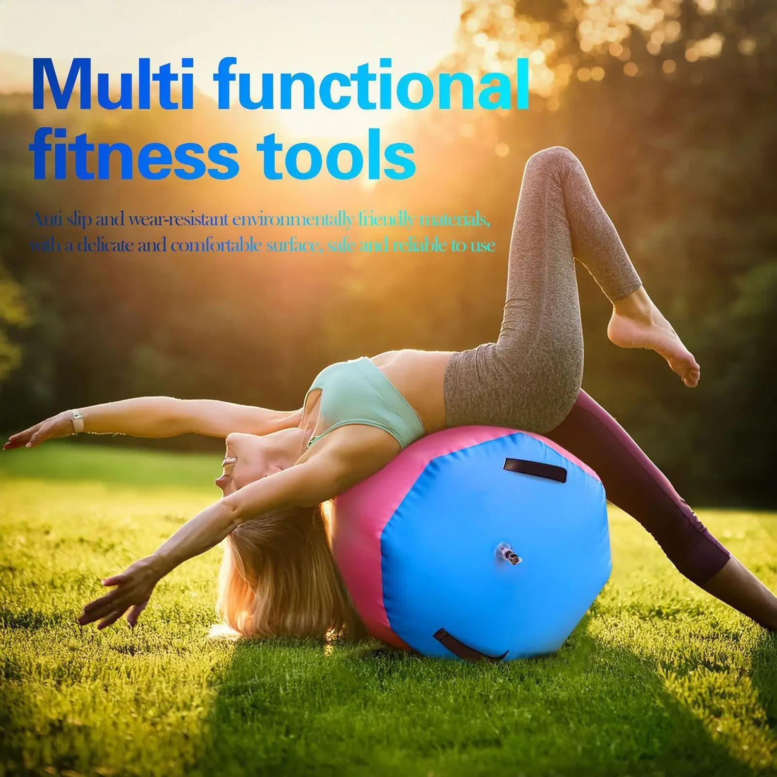 Fitness Exercise Equipment with Soft Foam Inflatable Cylinder for Yoga, For Home Fitness Exercises, Central Strength Elongation