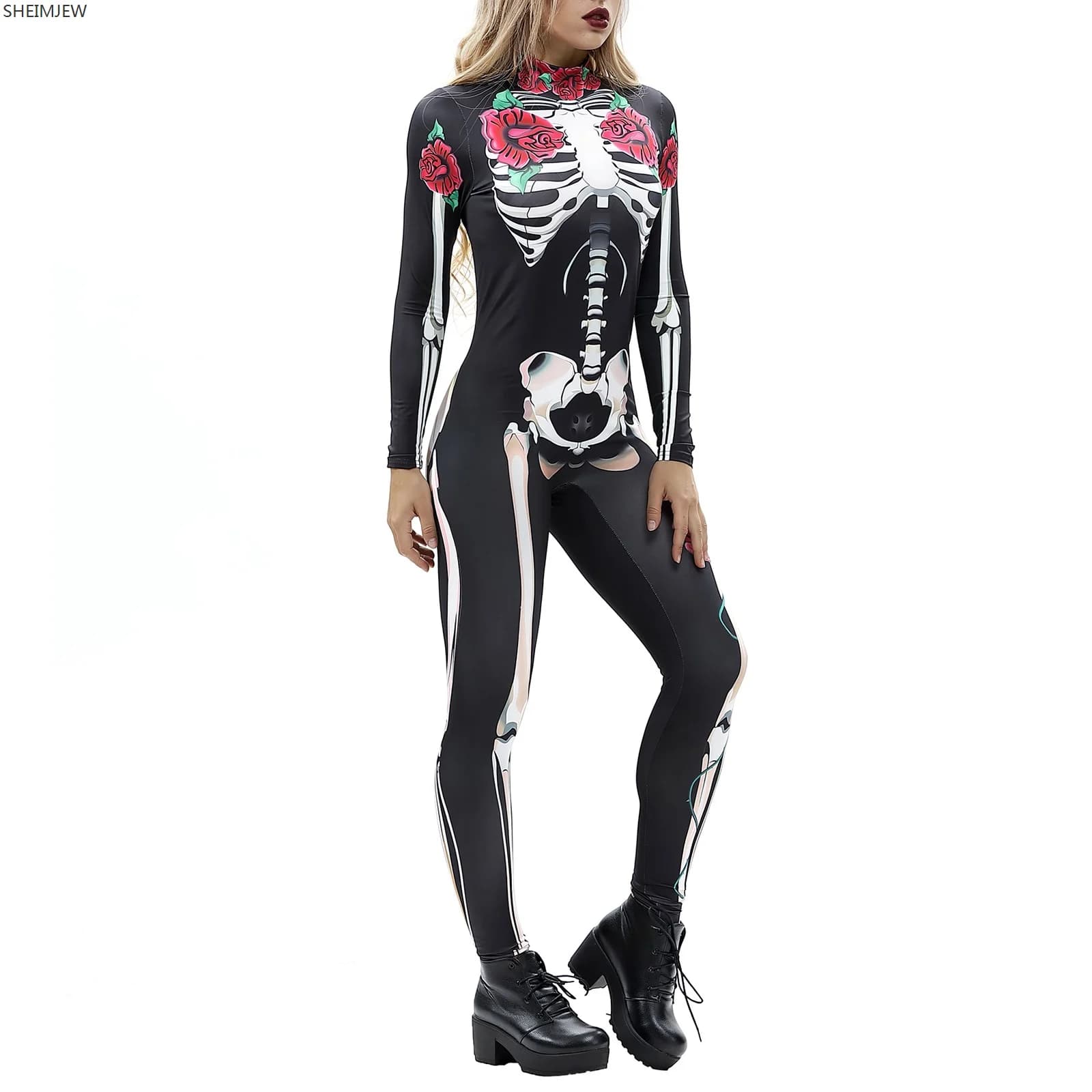 3D Printing Women's Turtleneck Simulation Robot Zip Bodysuit Full Body Bodysuit Halloween Costume Full Body Jumpsuit