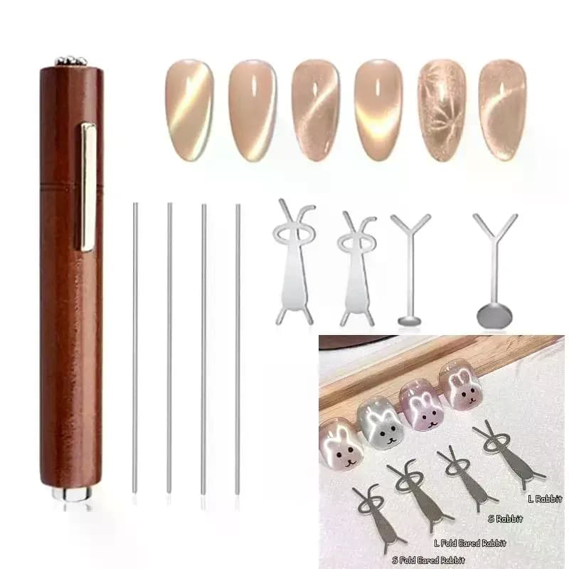 Set di 7/13 Pezzi di Strumenti Magnetici per Effetto Occhio di Gatto, Penna Magnetica Speciale con Sfera d'Acciaio per Smalto Gel, Kit per Manicure Fai-da-Te