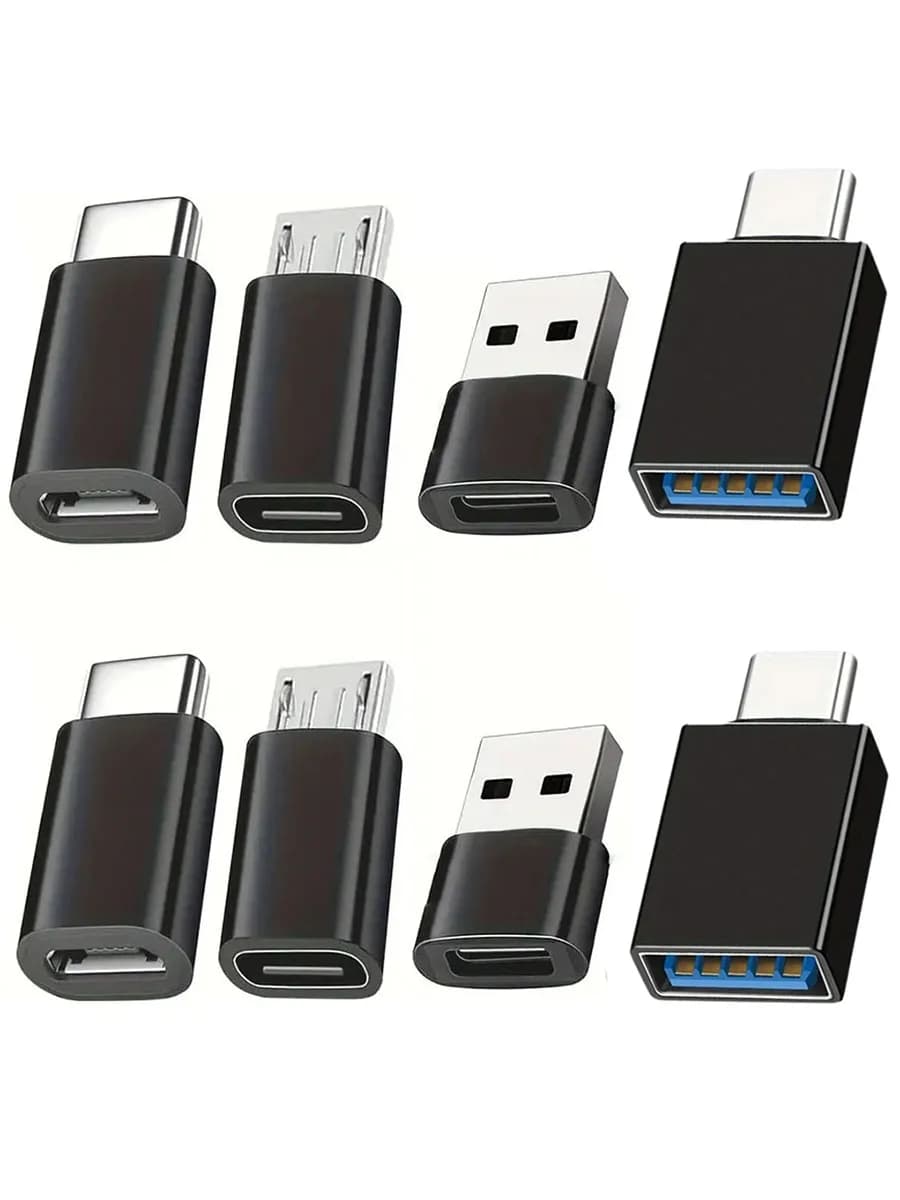 8 pcs USB to USB C Adapter, USB Type C Female to USB Adapter, Micro USB to USB C Male Converter Connector, for Portable Car