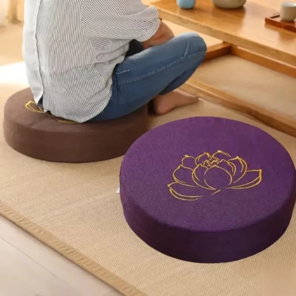 New Lotus Embroidered Yoga Meditation Cushion Removable Cover Round Tatami Mat Thickening Fill Washable Backrest Pillow