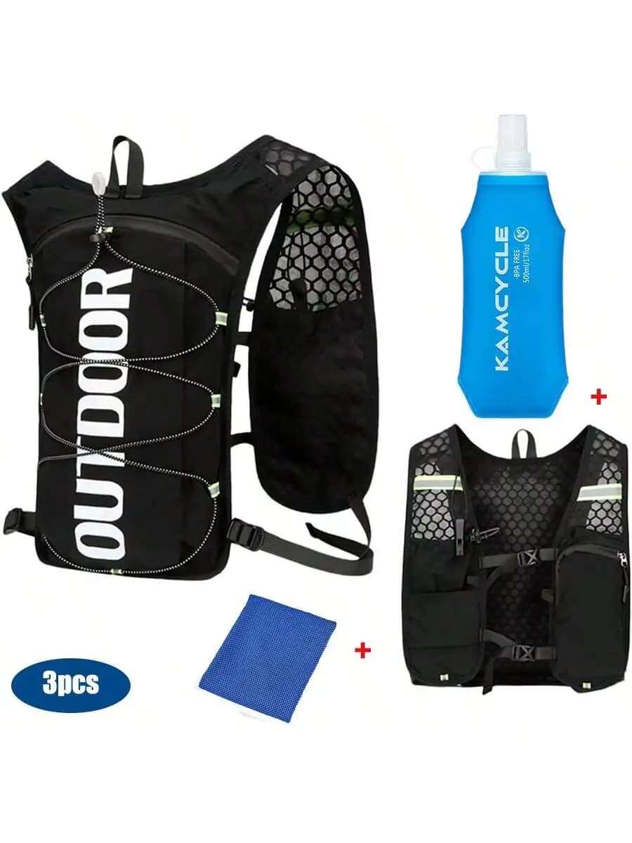 Running vest with backpack, bottle and towel, water vest, Camel water backpack, light cellular door for men and women