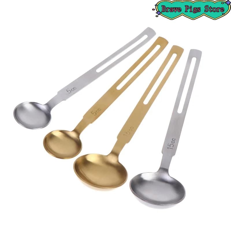 [HM]304 Stainless Steel Coffee Scoops Rounded Head 5/15ML Measuring Spoons For Coffee Beans Salt Liquid Ingredients[HM]