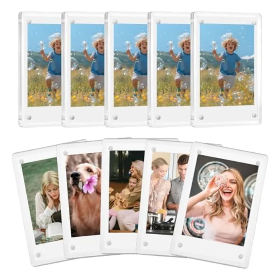 10 Pack Acrylic Polaroid Refrigerator Magnet Picture Frames, Clear Mini Frames for Instant Photos, 2.36 x 3.54 Inch Magnetic In