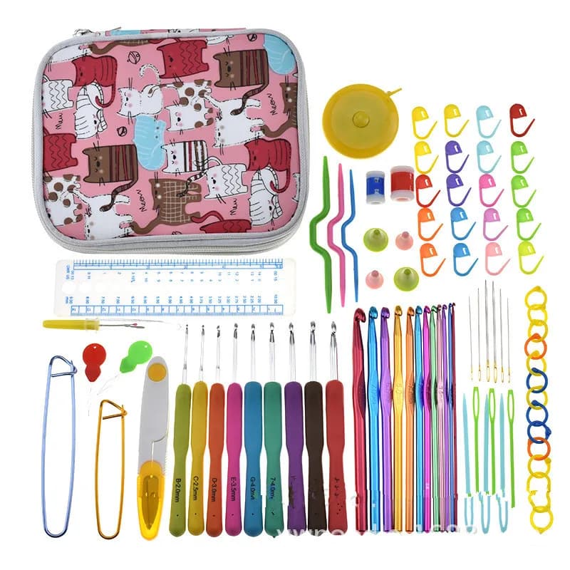1 SET Uncinetti in alluminio lavorato a maglia Set di ferri per uncinetto colorati Set di ferri da maglia per maglione Set di vestiti fai da te Sciarpa con borsa