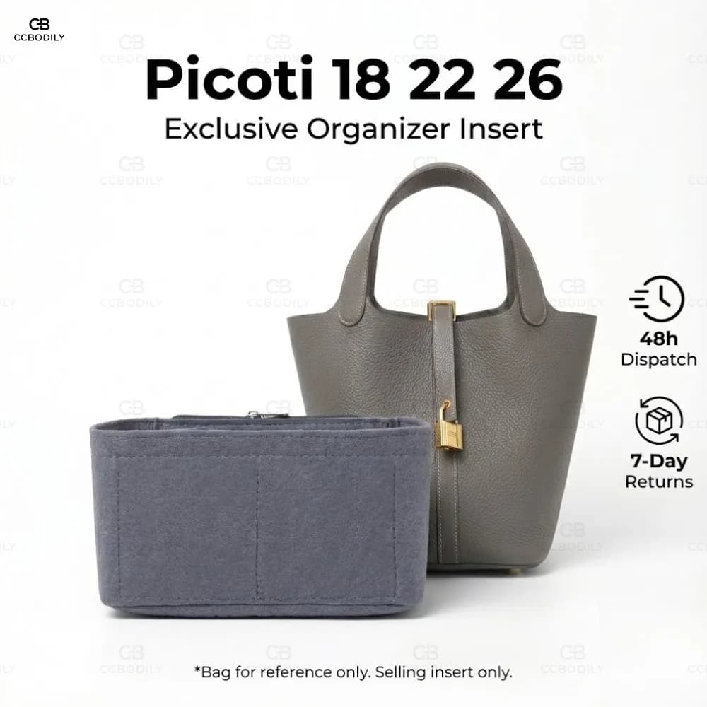 Organizer per borsa con inserto in feltro adatto per Picotin 18 22 26 Borsa a secchiello Liner Shaper Borsa interna divisoria Custodia per trucco portatile