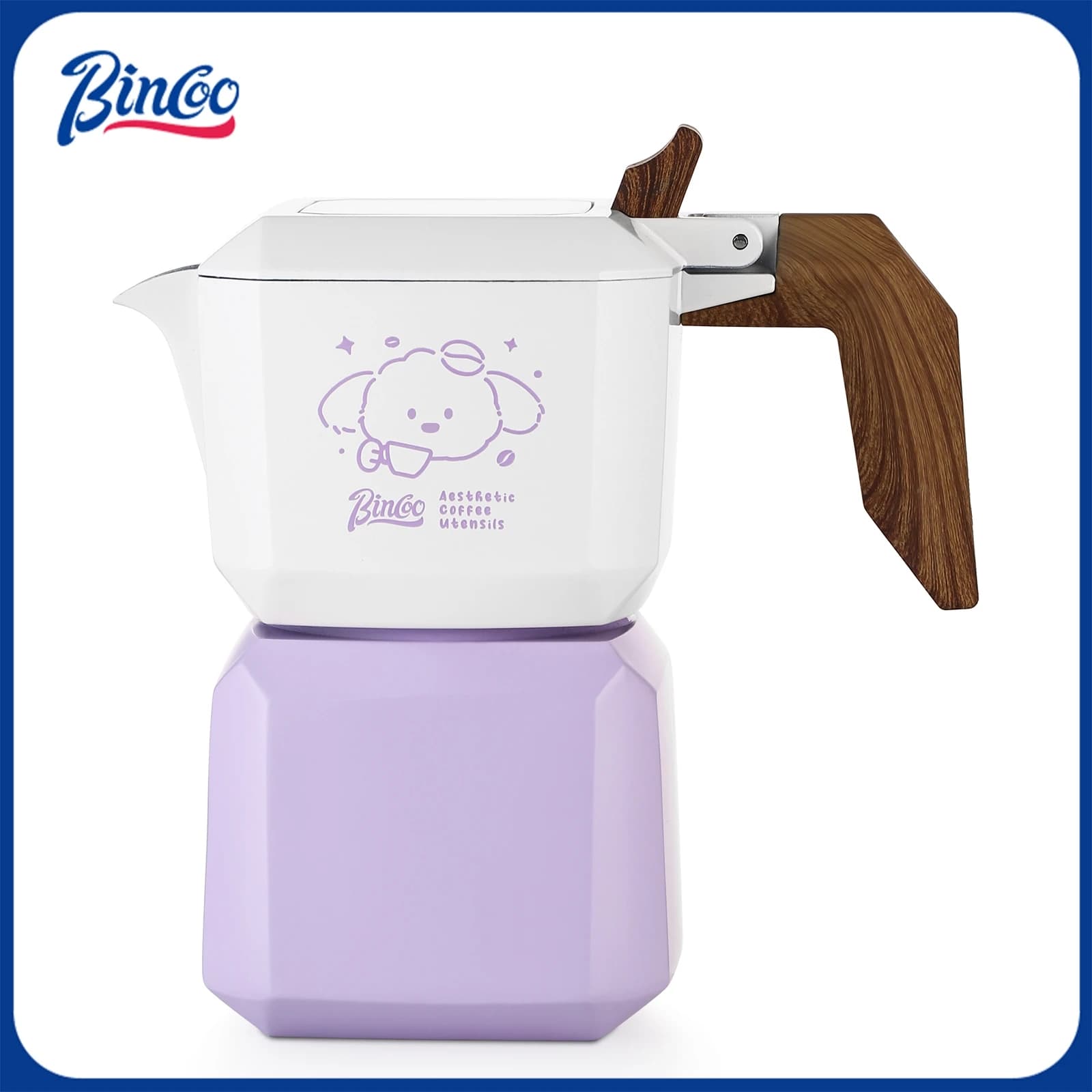 Bincoo Dog Shape Dual Valve Moka Pot Set Stovetop Espresso Maker Cute Animal Design Home Coffee Brewing Kit