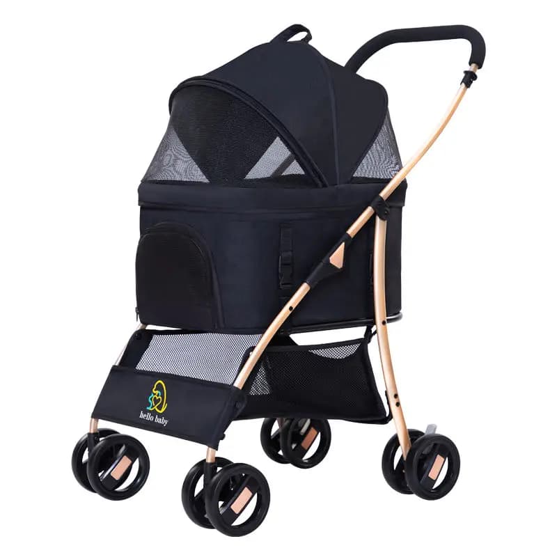 STLFLuxury Passeggino da viaggio per cani 3 in 1 Trasportino per cuccioli di gatto Passeggini per animali domestici pieghevoli portatili a 4 ruote Elegante trasparente staccabile