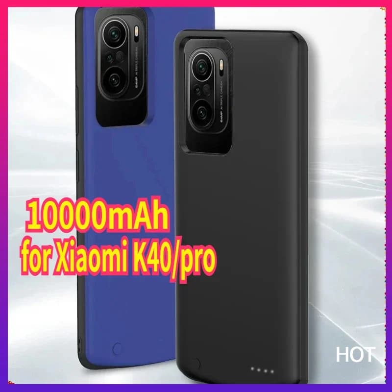 Custodia Caricabatterie per Xiaomi K40/Pro, Custodia Portatile Sottile in Silicone Antiurto con Power Bank Esterno da 10000mAh