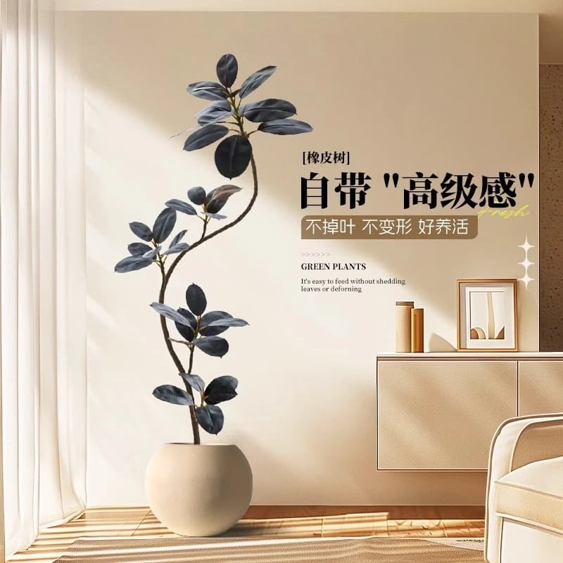 Green plant black diamond rubber tree living room large potted green plant classy ornaments