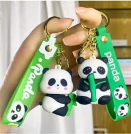 Portachiavi in gomma 3D PVC Cartoon Panada Portachiavi Accessori per zaino Portachiavi con ciondolo Portachiavi in gomma morbida per cartoni animati personalizzato in fabbrica