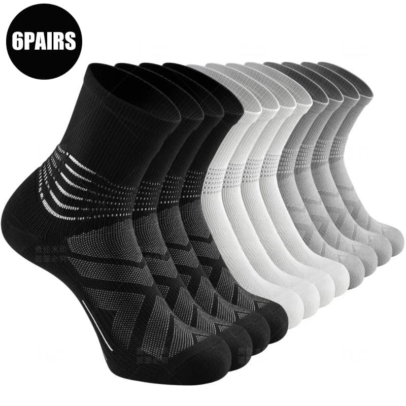 6 pairs of breathable, moisture-absorbing, thick, anti-slip, wear-resistant outdoor basketball, running and cycling socks