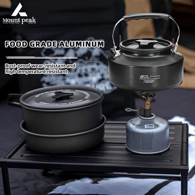 3-5 pcs aluminum alloy camping pot set, outdoor portable kitchen kit, pan, kettle, suitable for excursions and picnic