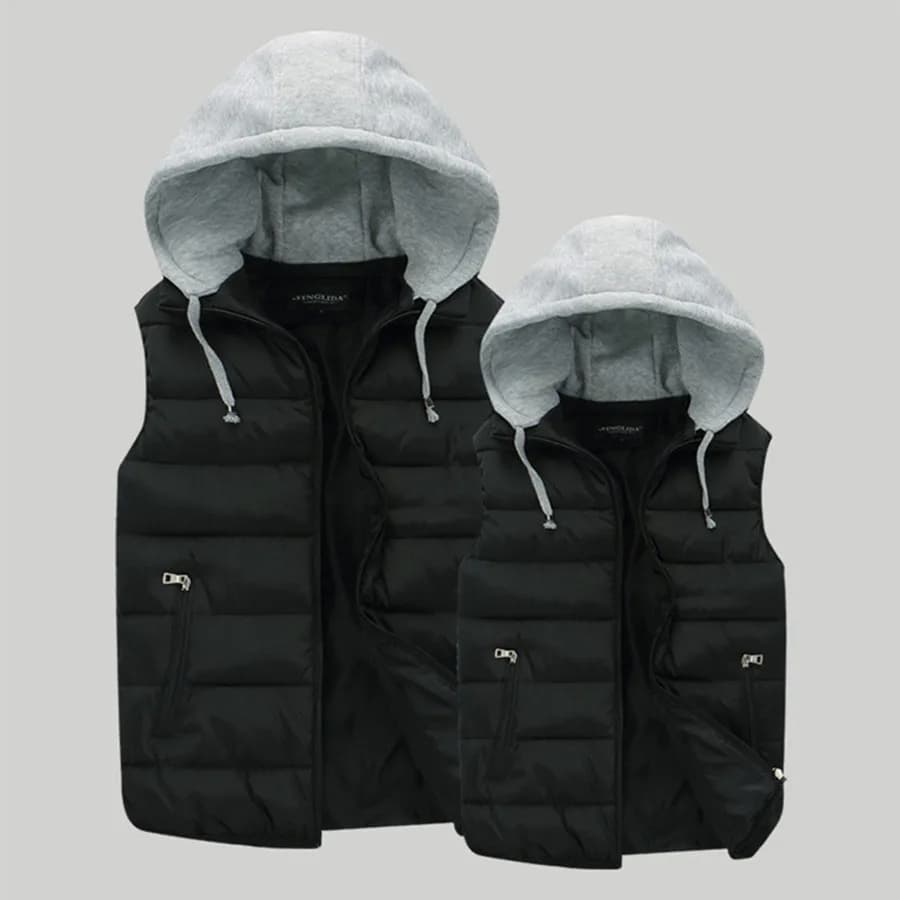 2026 Gilet da uomo nuovo Autunno Inverno Giacche con cappuccio Cappotto senza maniche caldo spesso Gilet casual Abbigliamento da uomo Capispalla imbottito Top