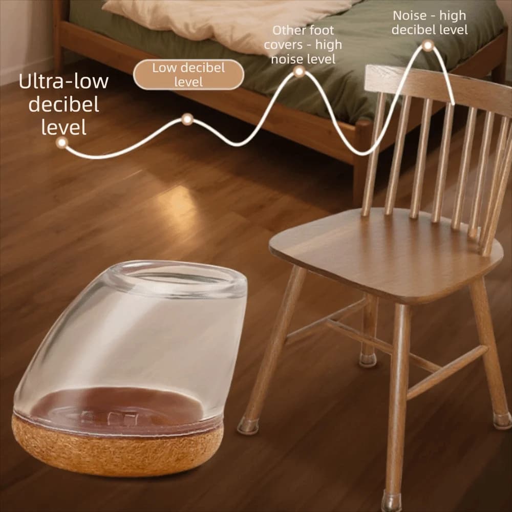 Protezioni per Gambe di Sedie in Silicone con Superficie in Feltro, Design Flessibile, Set di 8 Pezzi 15-25 ° Inclinato