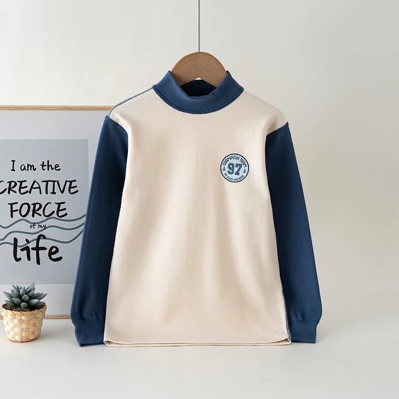 Baby Autumn Kids Thermal Underwear Clothing Children's Pajamas Lycra Cotton Long Sleeve Bottom Shirt Top Middle Neck 2-12 Years