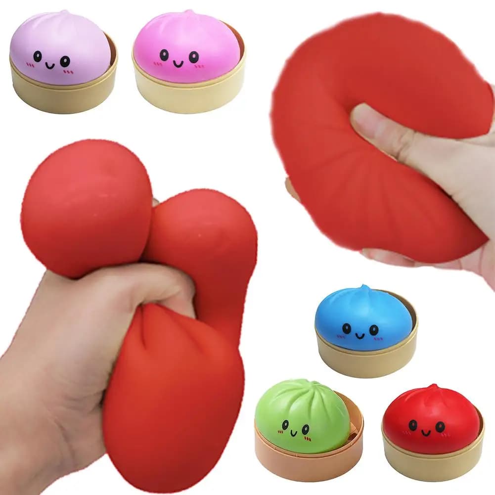 Palline Antistress Colorate a Forma di Raviolo con Vaporiera, Giocattoli Spremibili Riutilizzabili, Palline di Pasta per Casa e Ufficio, Regali