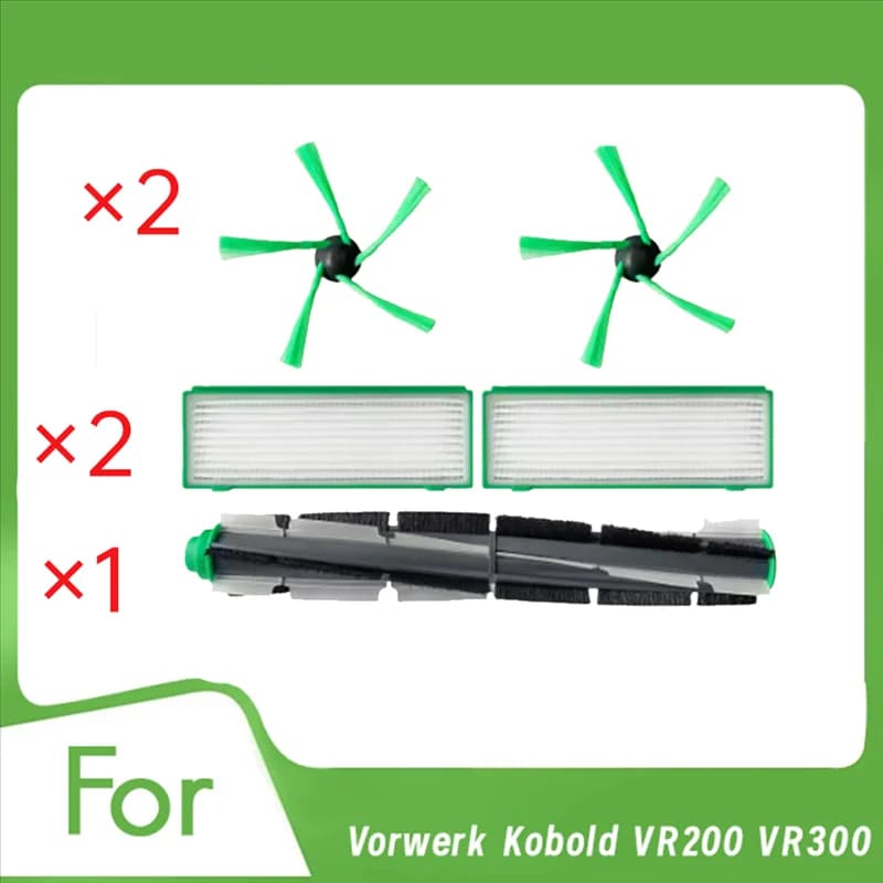 BFYL 5 pezzi per accessori per aspirapolvere Vorwerk Kobold VR200 VR300, spazzola laterale a rullo, filtro HEPA, accessori ultra resistenti