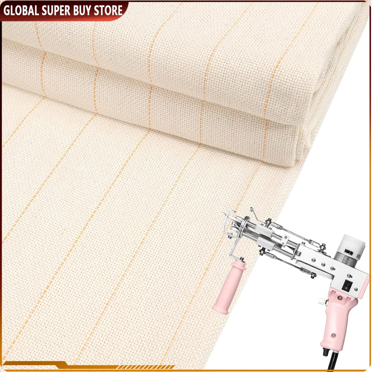 59x157In Large Overlocking Tufting Cloth with Marked Line Primary Monk's Cloth Punch Needle Fabric for DIY Rug-Punch Tufting Gun