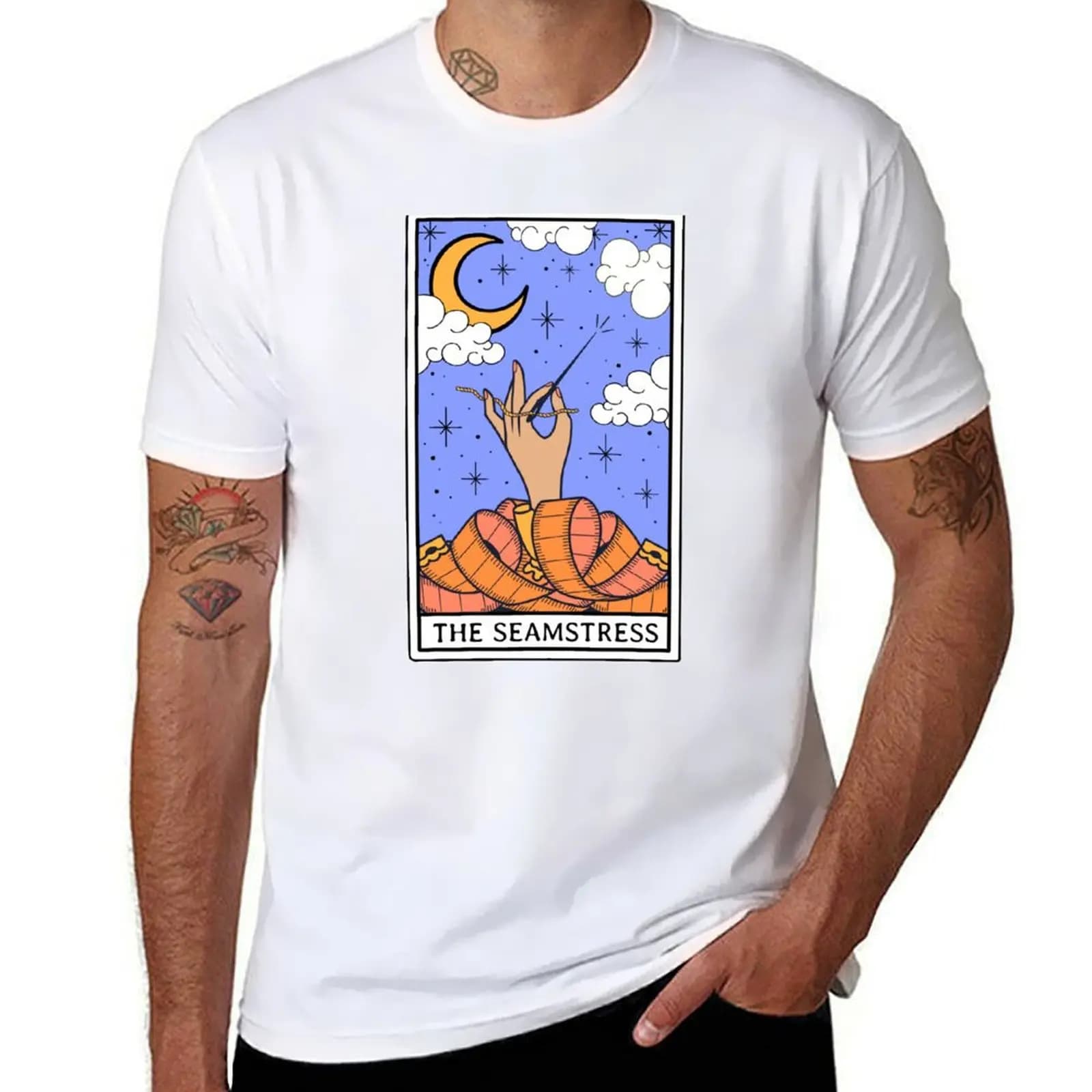 The Original Seamstress Tarot Card T-shirt magliette in cotone uomo 100% magliette per uomo confezione T-shirt bianca