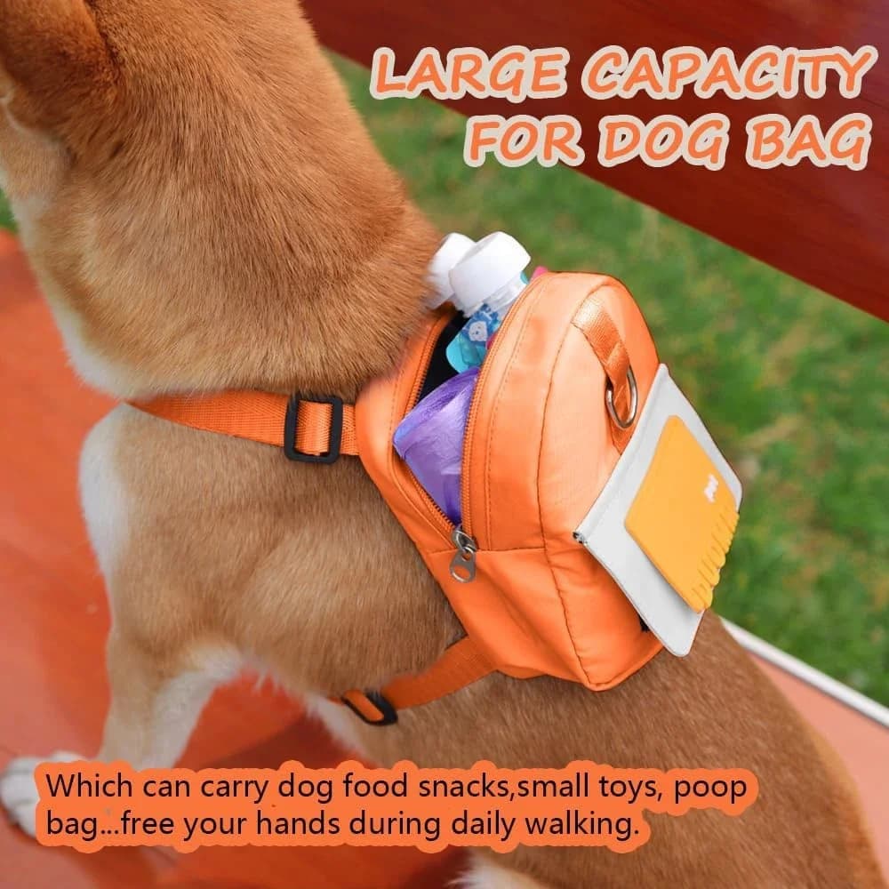 Simpatico zaino regolabile per animali domestici con guinzagli per imbracatura Borse da viaggio portatili per addestramento di cani da viaggio all'aperto Borse per snack per cuccioli di animali domestici