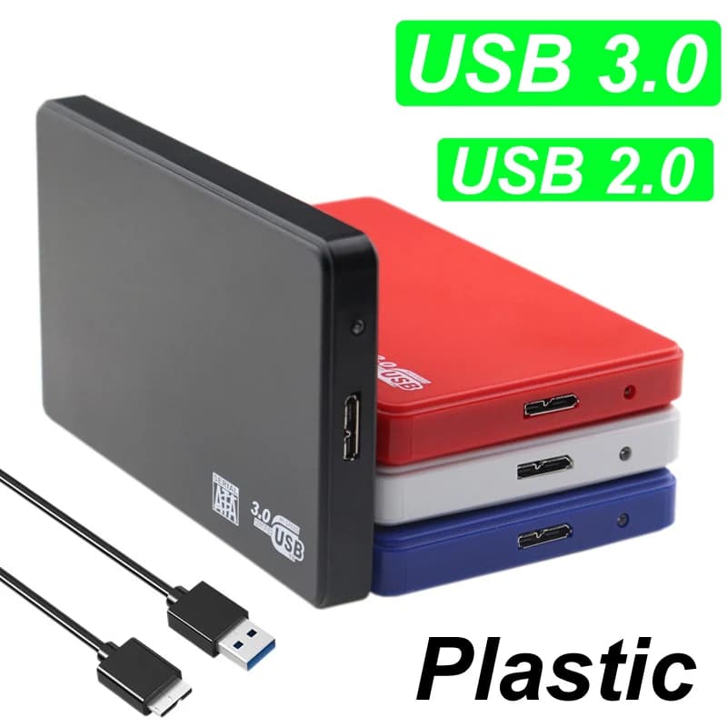 Custodia per disco rigido mobile in plastica da 2,5 "SATA a USB 3.0/2.0 HDD per scatola HDD di archiviazione esterna SSD Cavo USB ABS