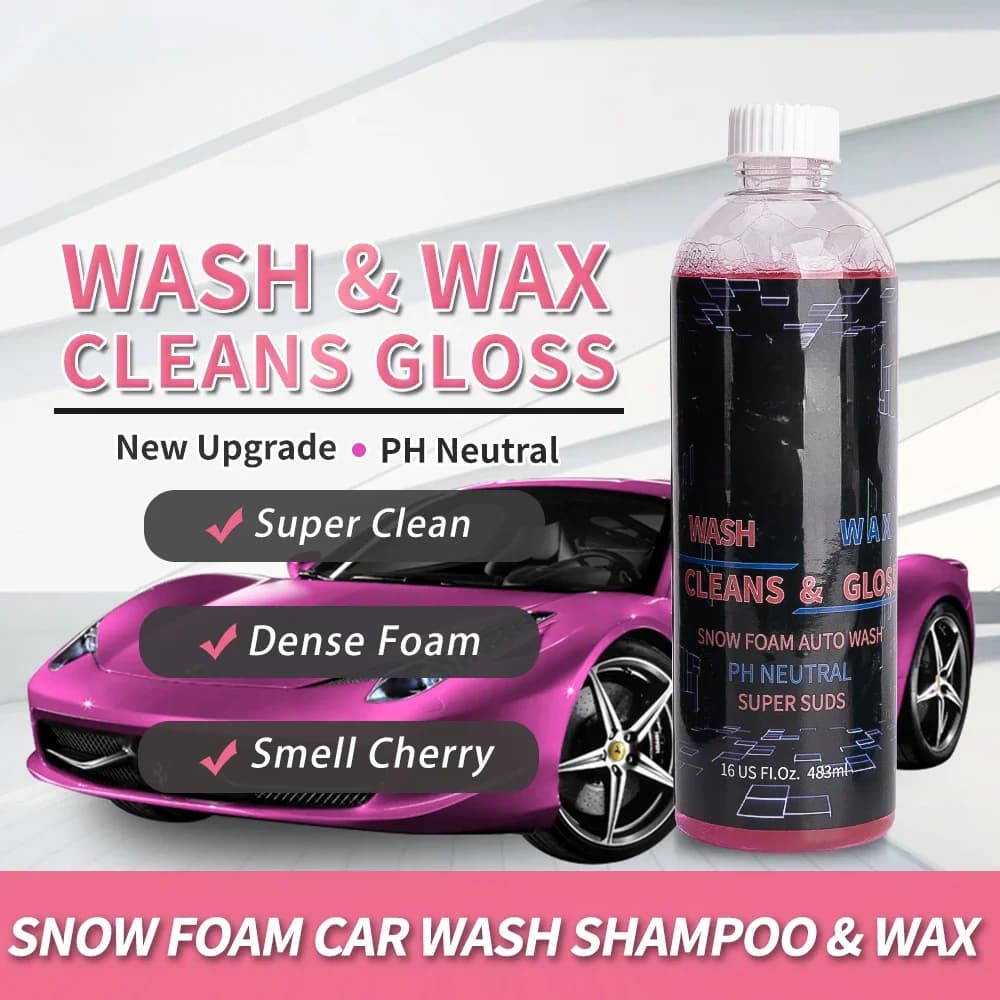 Shampoo per autolavaggio in schiuma di neve alla ciliegia e sapone per autolavaggio con cera Funziona con la lancia in schiuma di neve Karcher Bosch / cannoni in schiuma o lavaggiati a secchio
