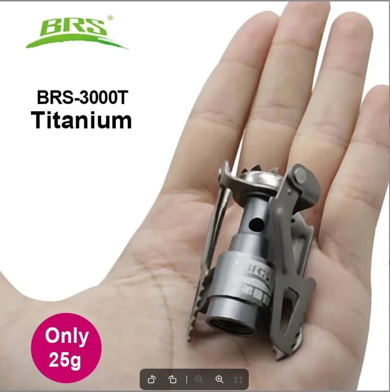 Fornello a Gas Portatile BRS per Campeggio, Mini Fornello in Titanio, Fornello Tascabile per Sopravvivenza e Picnic BRS-3000t