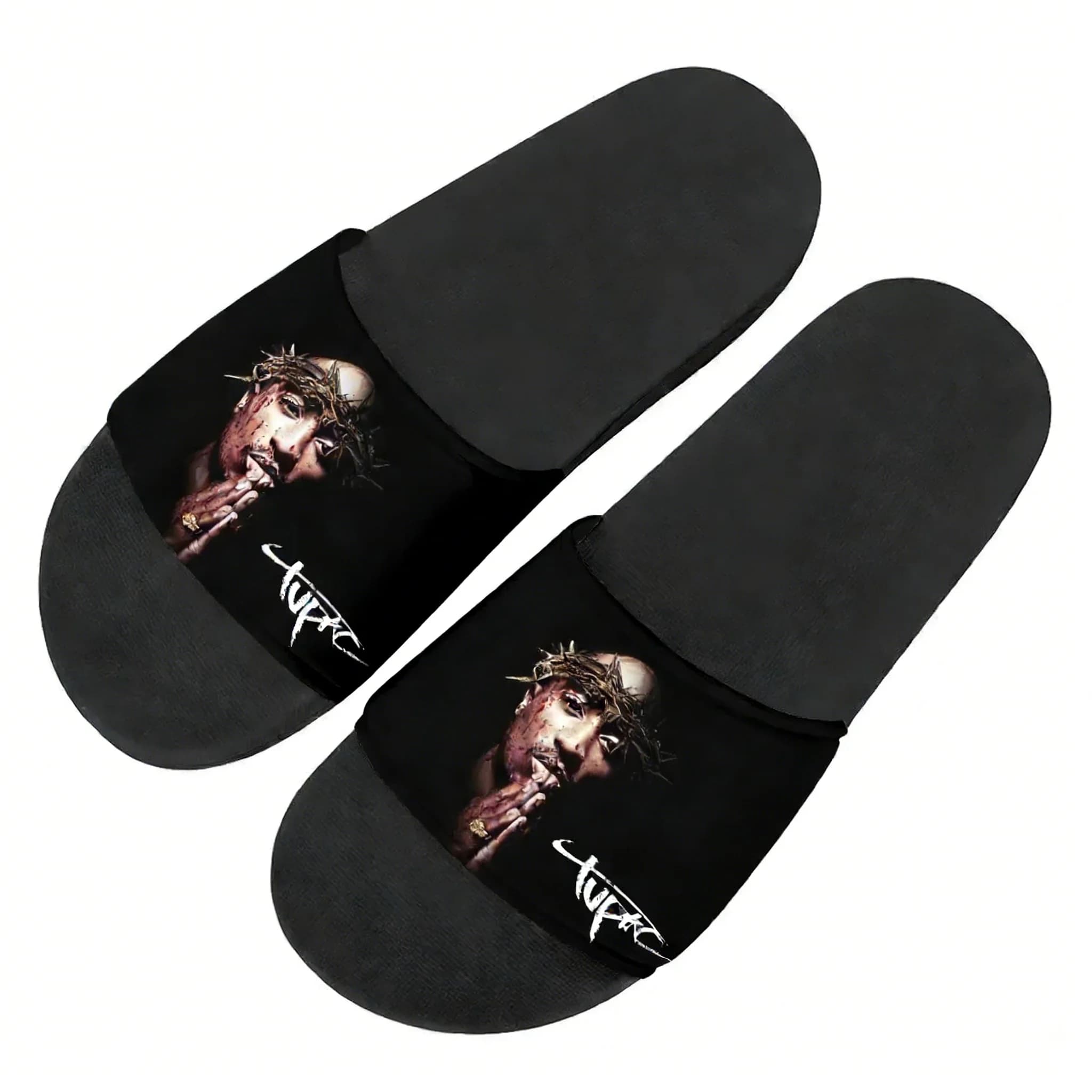 Shoes 2Pac Tupac All Eyez on Me Personalized for Men Woman Boy Girl, Sandals Customized with Photo and Text, Bath and Water Shoes