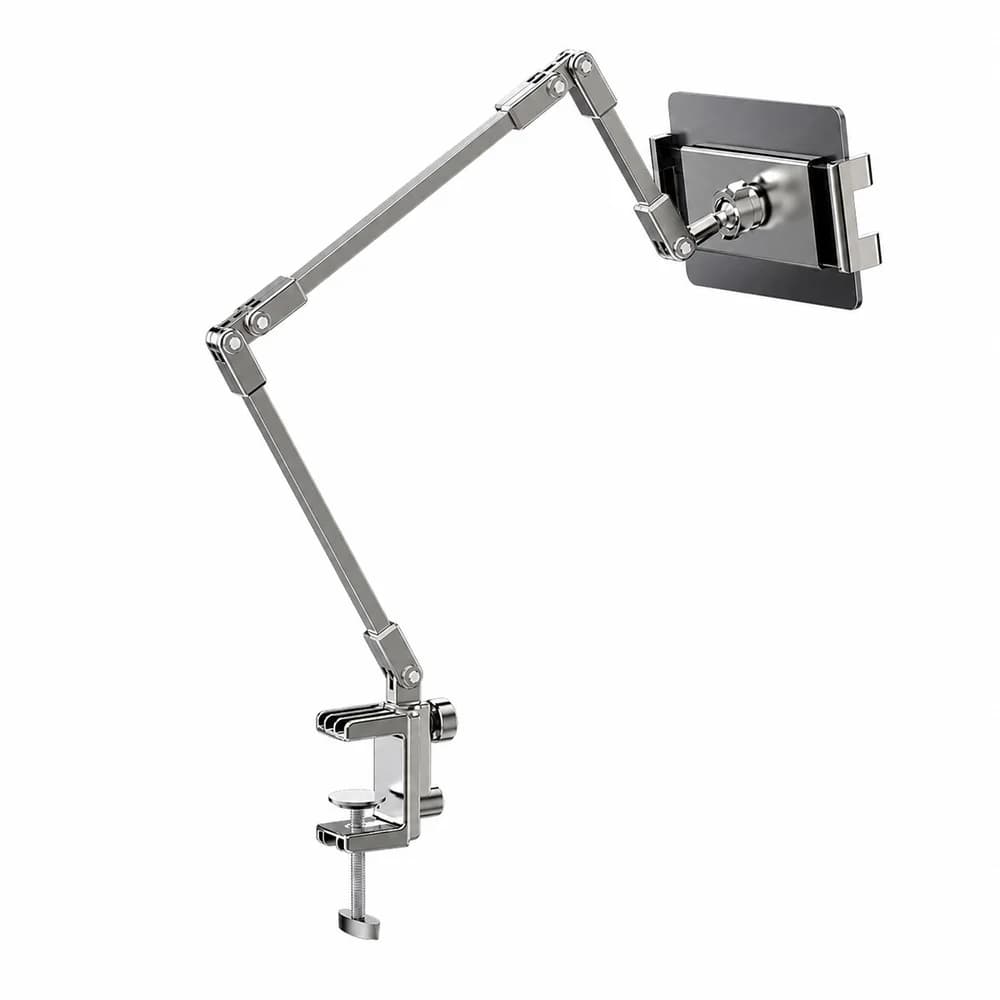 Adjustable Bed Phone Holder Stand for 4.7-12.9 Inch Phone Tablet, Foldable Metal Arm Desk Clamp, 360° Viewing