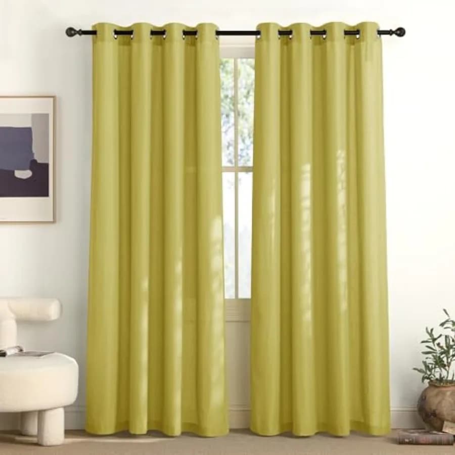 Tende in Lino per Cucina, Trattamenti per Finestre Piccole in Lino Spesso, Semitrasparenti con Privacy Garantita e Luce Passante per Caffetteria/Bagno