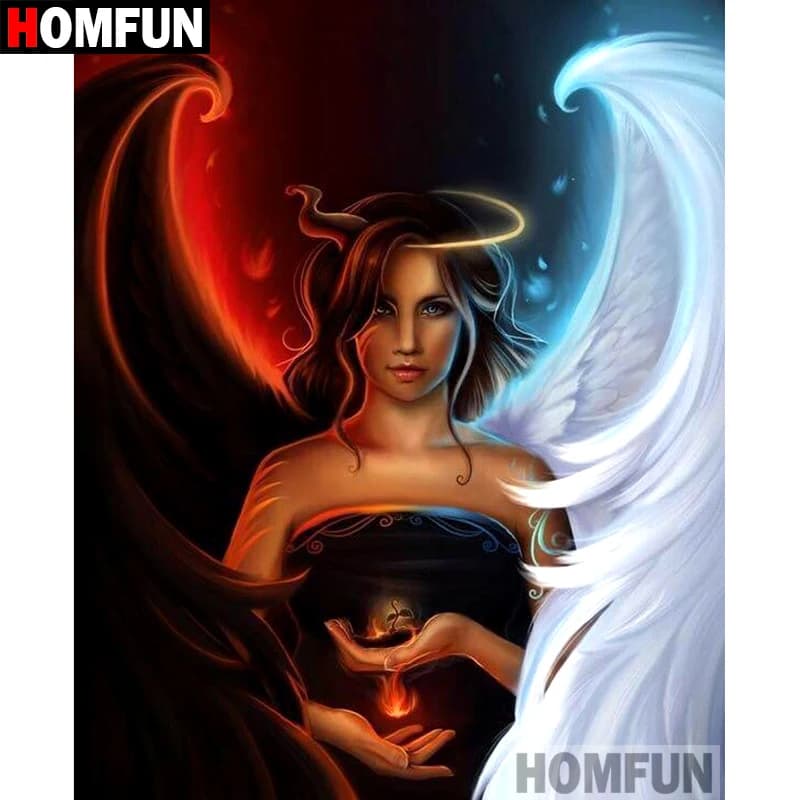 HOMFUN 5D Diamond Embroidery Needlework Kit "Angel girl" Diy Diamond Painting Cross Stitch Home Decoration Gift A00112