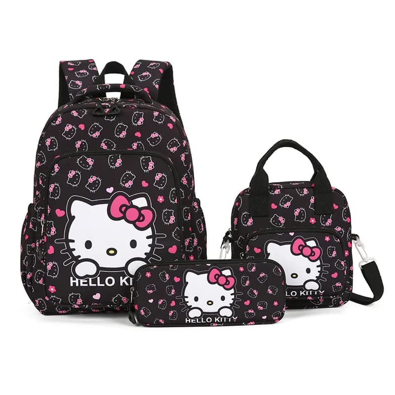 Set di 4 borse Hello Kitty Kuromi: Zaino, Borsa a Tracolla, Borsa per il Pranzo e Astuccio Sanrio alla Moda
