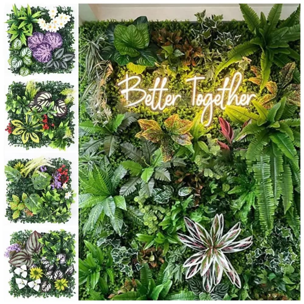 DIY Artificial Plant Wall Panel UV Protection Durable Artificial Eucalyptus Carpet 25*25cm Flower Fake Green Grass Mat Wedding