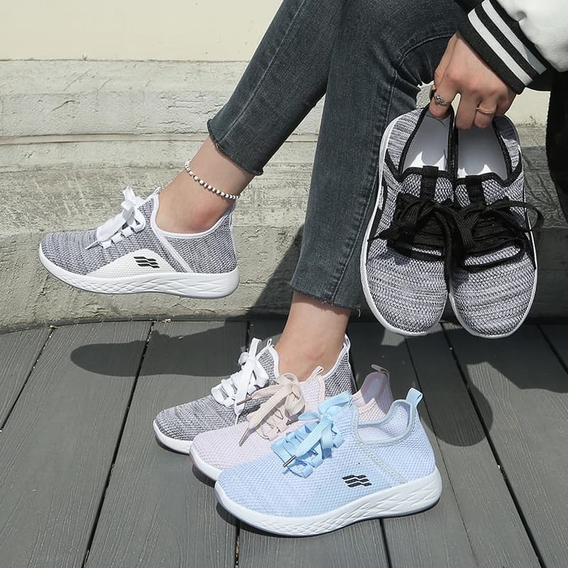 Breathable Knit Women's Walking Shoes, Lightweight Lace-Up Casual Sneakers, Comfortable Platform Trainers for Everyday Wear